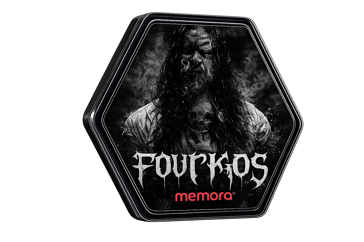 Token Memora hexagonal com arte impressa